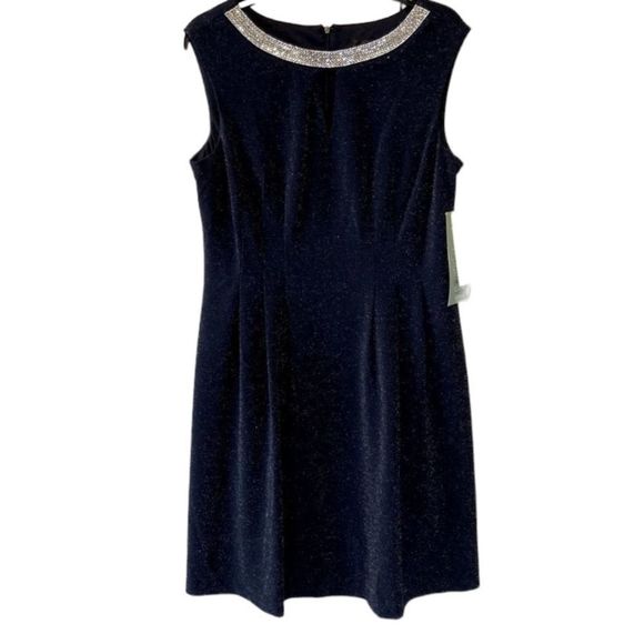 Scarlett Navy Rhinestone Cocktail Dress 10 NWT - Picture 1 of 9